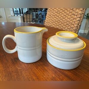 Vintage Mikasa Couture Coffee Creamer and Sugar Set- Jasmine Yellow Stoneware